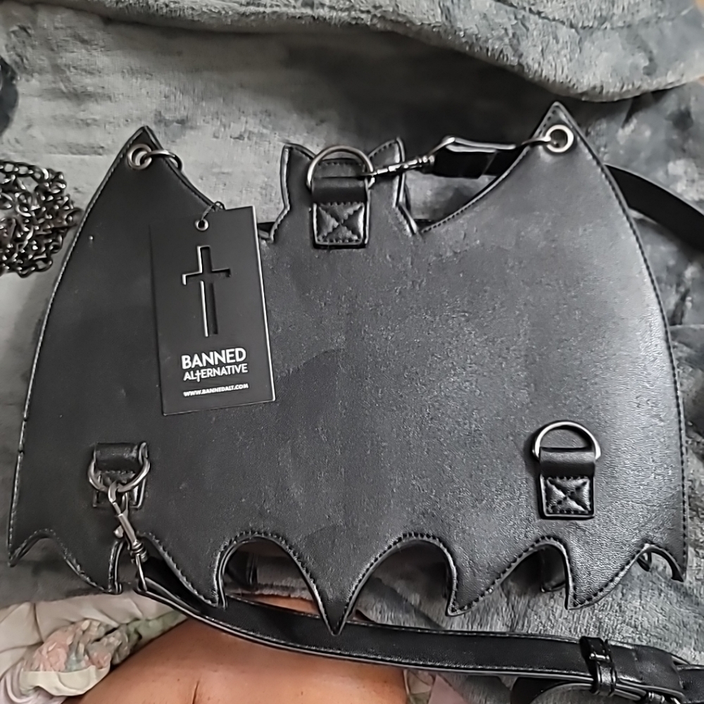 Banned alternative black bat backpack/purse